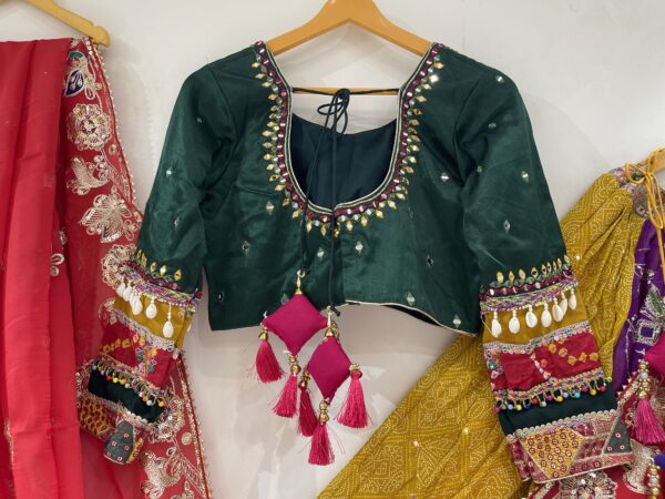 Meera's Lehenga - Royal Multicolor Patchwork Chaniya Choli with Velvet Blouse & Embroidered Dupatta - Image 10