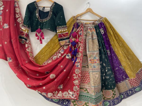 Meera's Lehenga - Royal Multicolor Patchwork Chaniya Choli with Velvet Blouse & Embroidered Dupatta - Image 11