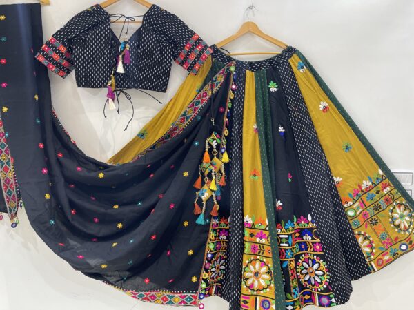 Meera's Lehenga – Black & Mustard Navratri Chaniya Choli Set with Kutchi Mirror Embroidery - Image 10