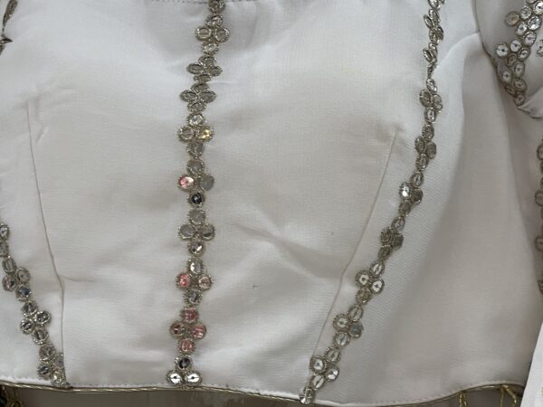 Meera’s Lehenga – White Mirror Work Lehenga Choli with Green Embroidered Dupatta & Latkans - Image 6