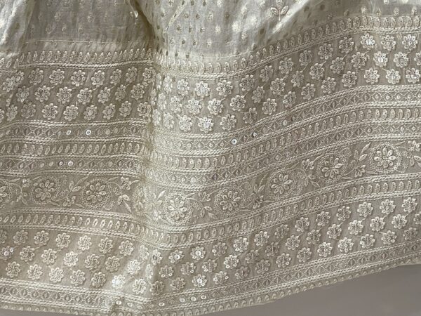 Meera’s Lehenga – Royal Beige Banarasi Chaniya Choli with Wine Embroidered Dupatta - Image 2