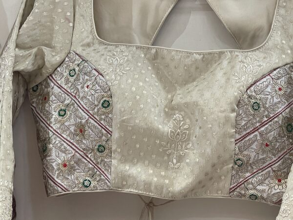 Meera’s Lehenga – Royal Beige Banarasi Chaniya Choli with Wine Embroidered Dupatta - Image 7