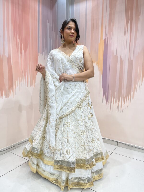 Elegant White Chaniya Choli with Embroidered Dupatta – Meera’s Lehenga - Image 6