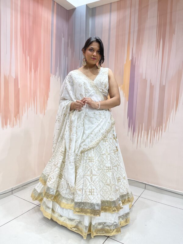 Elegant White Chaniya Choli with Embroidered Dupatta – Meera’s Lehenga - Image 7